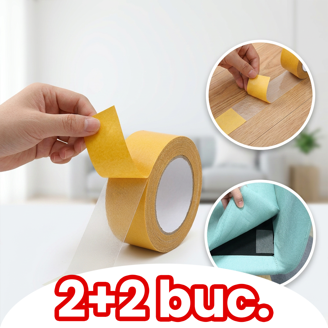 Pachet 1+1 Bandă Dublu Adezivă Texturată – Fixare Puternică pentru Interior și Exterior (8m x 2cm)