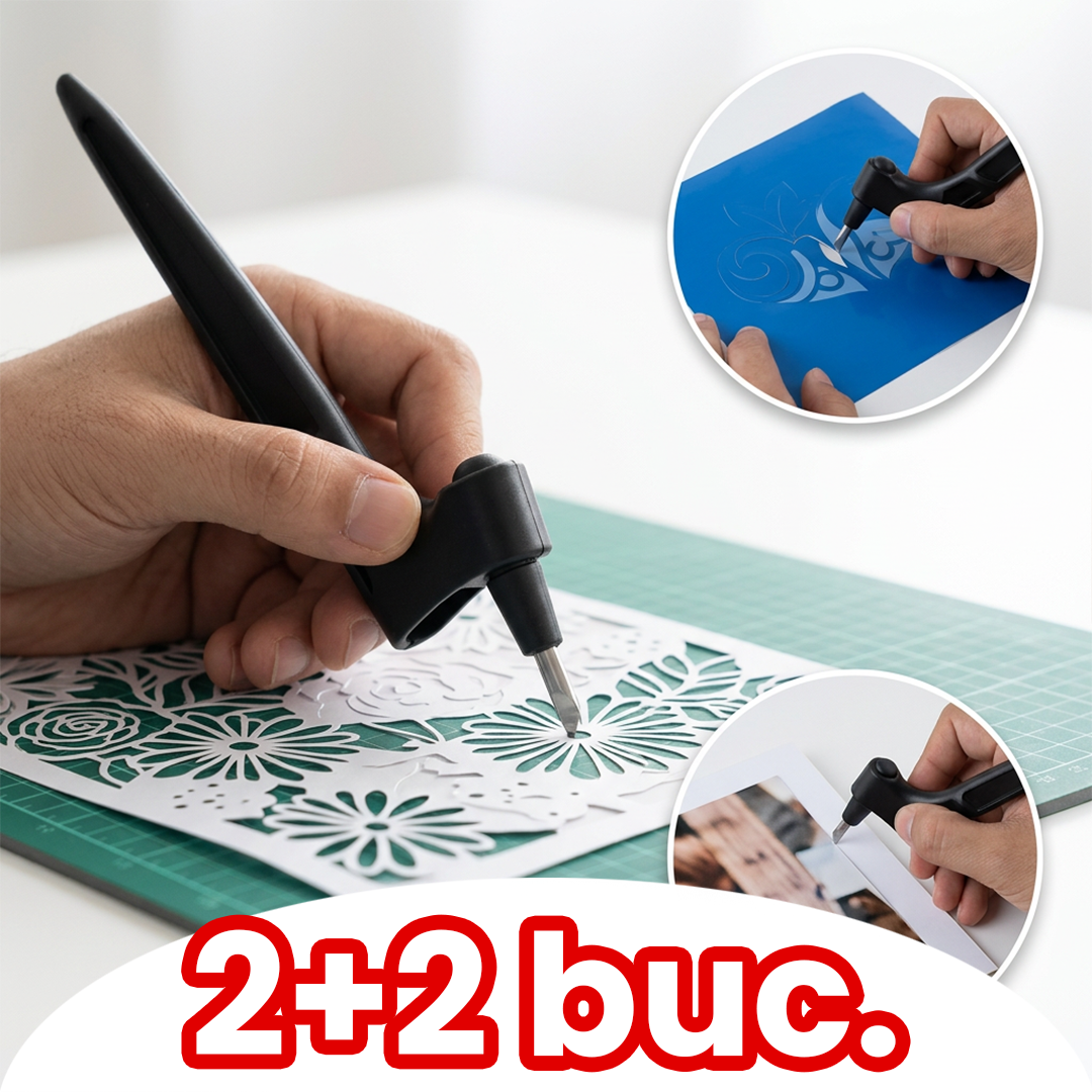 Pachet 1+1 Cutter Precizie cu Lamă Rotativă 360° + Planșă Tăiere A4 – Control Total pentru Proiecte Craft