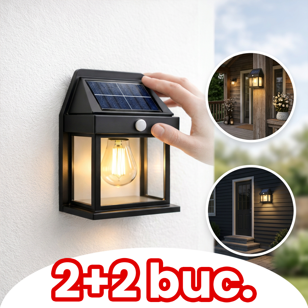 Pachet 1+1 Lampă Solară cu Bec – Iluminare Fără Curent pentru Două Zone din Curte sau Casă