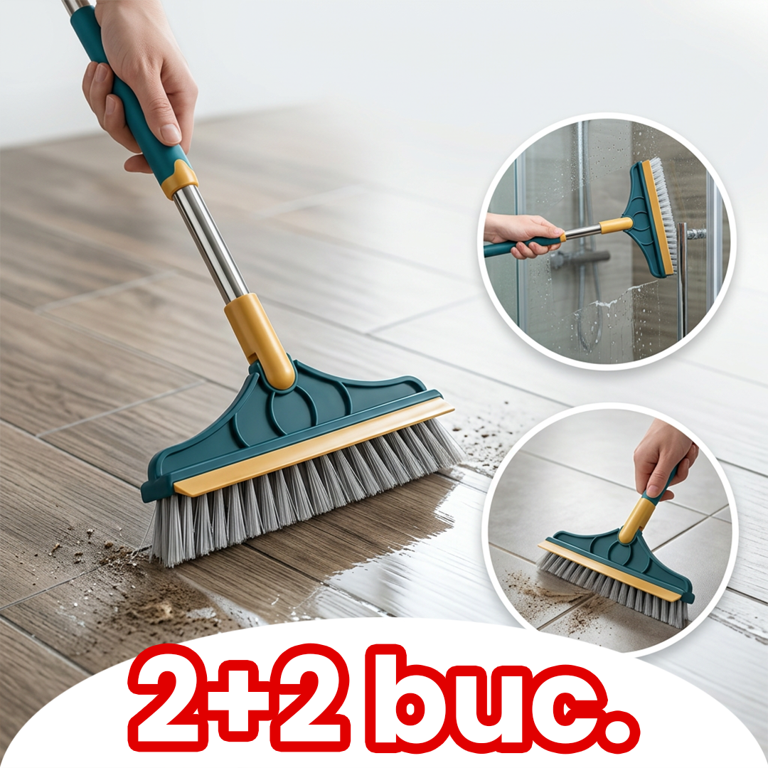 Pachet 1+1 Mătură 2 în 1 cu Perie în V și Răcletă – Curățare Rapidă pe Orice Suprafață Fără Efort
