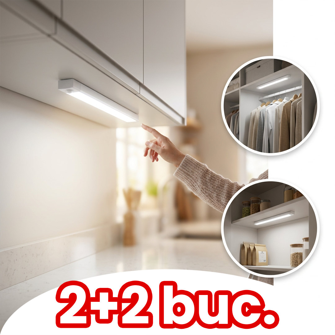 Pachet 1+1 Lampă LED cu Senzor de Mișcare și Magnet – Iluminare Automată în Două Zone Fără Efort
