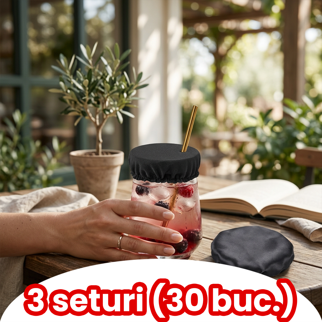 (Set 10 Bucăți) Capac pentru Băuturi Reutilizabil – Protecție Anti-Praf și Insecte pentru Pahare și Bidoane