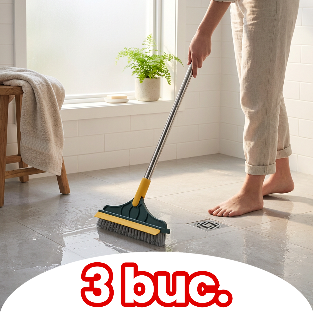 Matura 2in1, perie cu racleta, cu peri in forma de V, coada din otel inoxi
