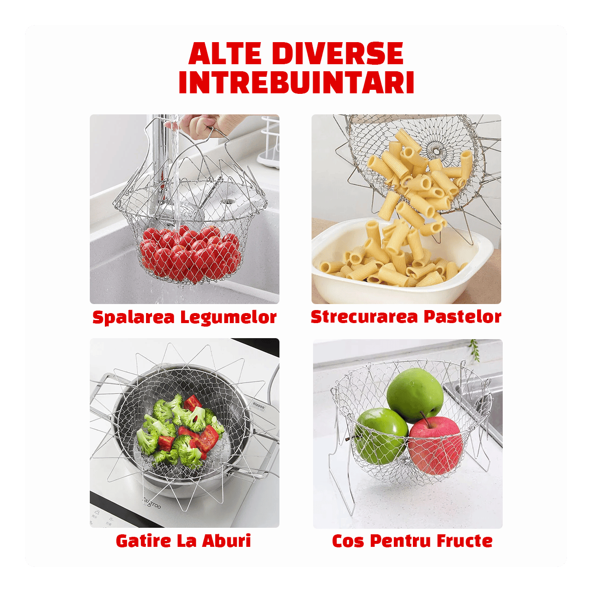 1+1 Cos de gatit universal pliabil din inox