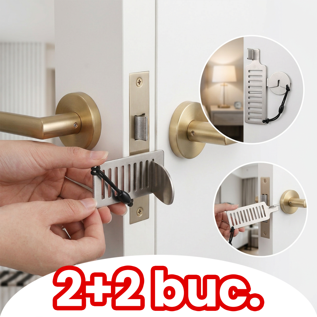 Pachet 1+1 Încuietoare Portabilă pentru Uși – Protecție Extra pentru Hotel, Airbnb și Călătorii
