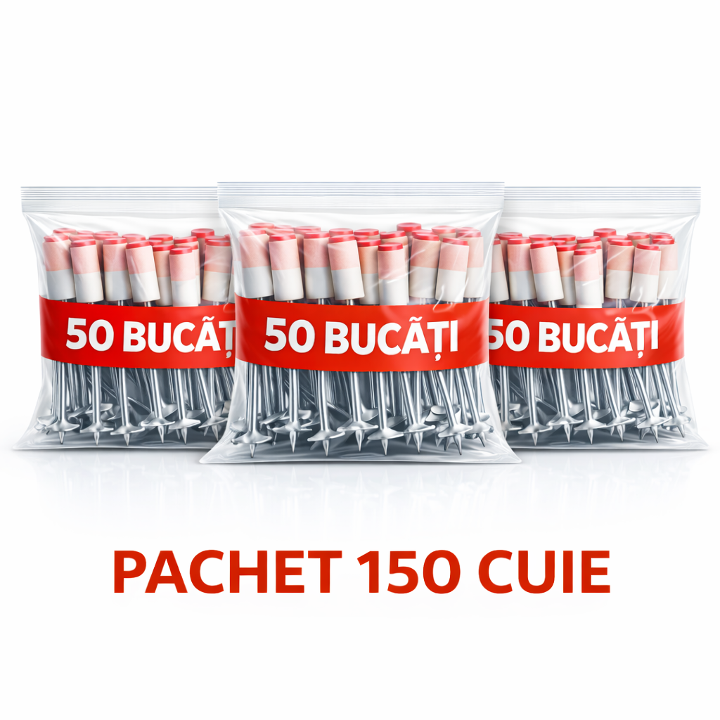 3 Pungi Cuie (150 buc) | Set 3 pungi cuie pentru pistol fixare – ideale pentru renovări complete