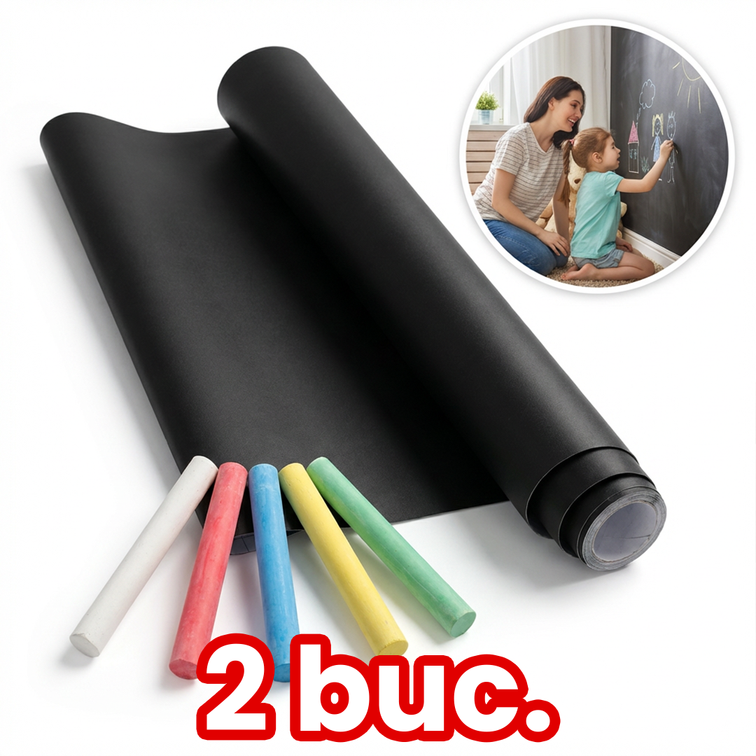 1+1 Tapet Tablă Cretă Autoadezivă 200x45 cm + 5 Crete