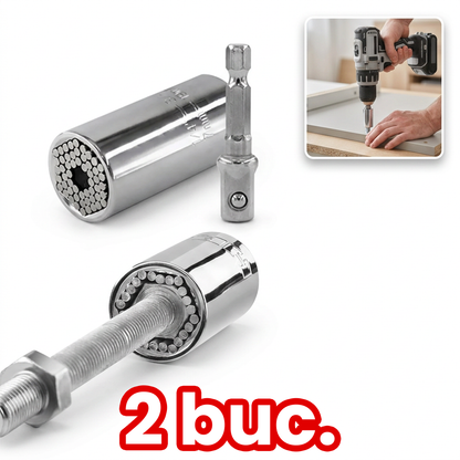 Tubulară Universală 7-19mm cu Adaptor pentru Bormașină – O Singură Cheie pentru Toate Dimensiunile