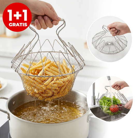 Pachet 1+1 Coș de Gătit Universal Pliabil din Inox – Gătire Rapidă, Sănătoasă și Fără Efort