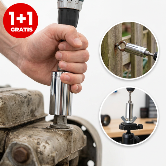 Pachet 1+1 Tubulară Universală 7-19 mm cu Adaptor pentru Bormașină – O Singură Cheie pentru Aproape Orice Șurub