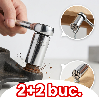 Pachet 1+1 Tubulară Universală 7-19 mm cu Adaptor pentru Bormașină – O Singură Cheie pentru Aproape Orice Șurub