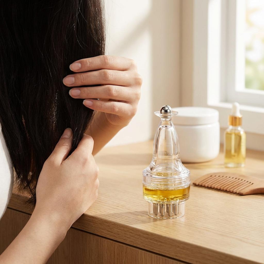 Aplicator Ulei pentru Scalp cu Bilă – Distribuire Uniformă și Masaj Relaxant