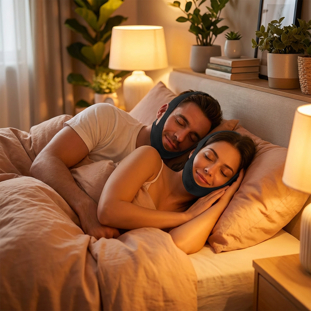 Pachet 1+1 Curea pentru Bărbie Anti Sforăit – Respirație Corectă și Somn Fără Întreruperi