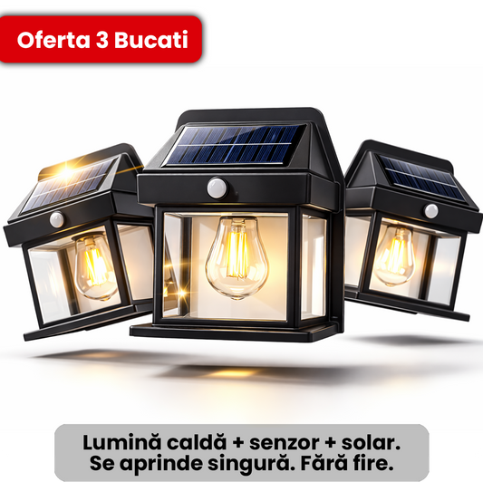 Set 3 x Lampa Solara cu bec