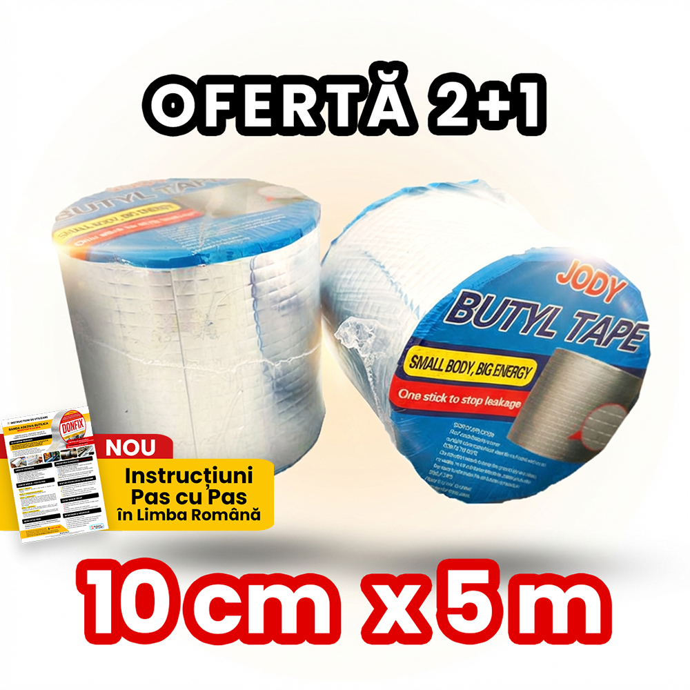 Oferta 2+1 | 10cm LATIME | Banda Adeziva Rezistenta la apa Butilica | JODY