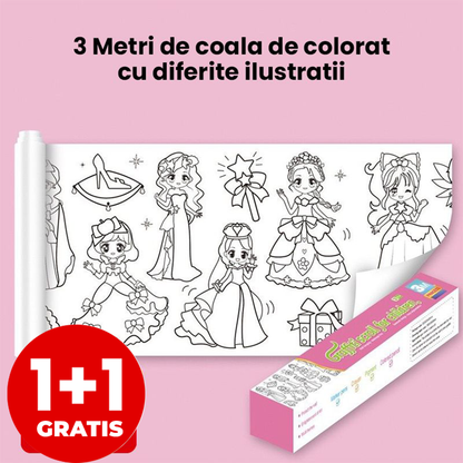Pachet 1+1 Rolă cu Desene de Colorat – Activitate Creativă Prelungită pentru Copii, Fără Ecrane și Fără Întreruperi