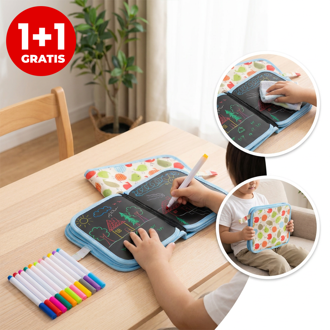Pachet 1+1 Caiet Desen Reutilizabil cu Cretă – Creativitate Fără Limite și Fără Pereți Desenați