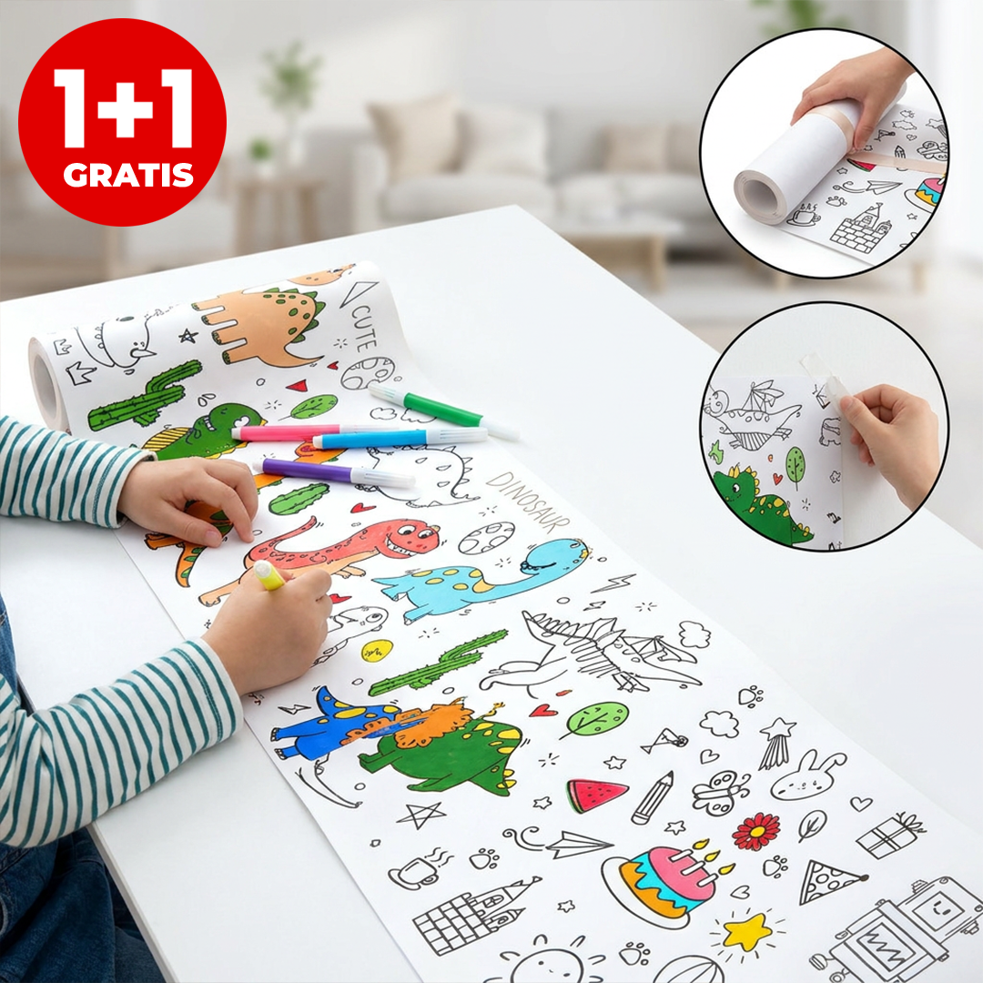 Pachet 1+1 Rolă cu Desene de Colorat – Activitate Creativă Prelungită pentru Copii, Fără Ecrane și Fără Întreruperi