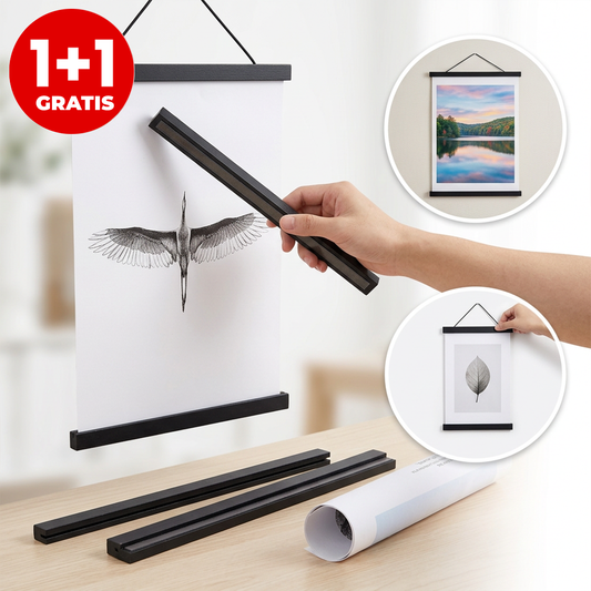 Pachet 1+1 Suport Lemn cu Magnet pentru Postere și Tablouri – Decor Modern și Schimbare Rapidă Fără Efort
