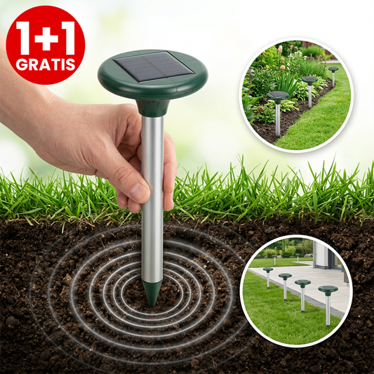 Pachet 1+1 Lampă Solară cu Ultrasunete Anti-Dăunători – Protecție Extinsă pentru Grădină Fără Chimicale