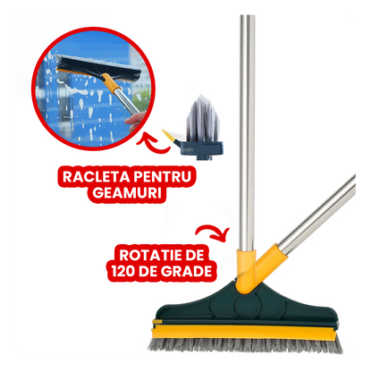 Matura 2in1, perie cu racleta, cu peri in forma de V, coada din otel inoxi