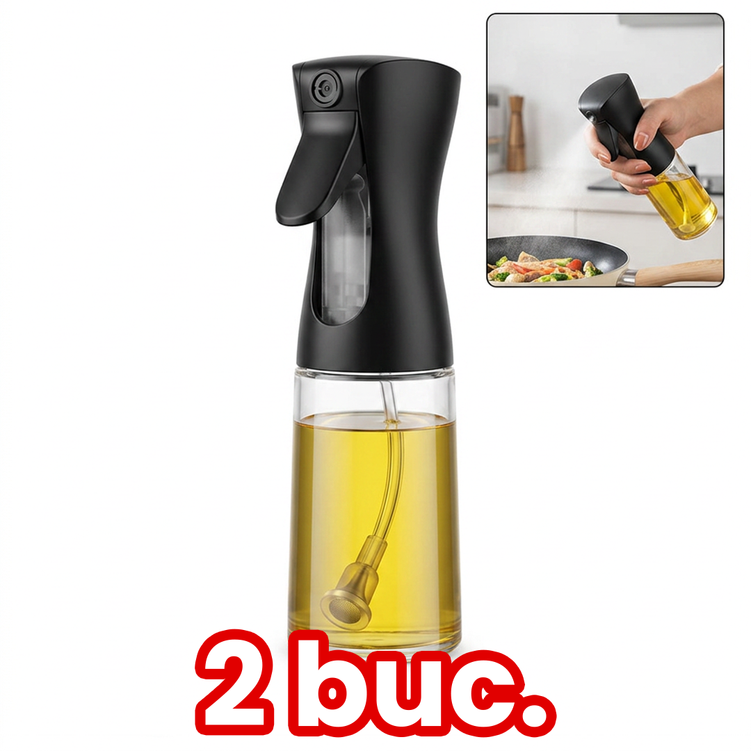 Sticlă cu Pulverizare Ulei 200ml – Spray Fin pentru Gătit Uniform și Control Total al Cantității
