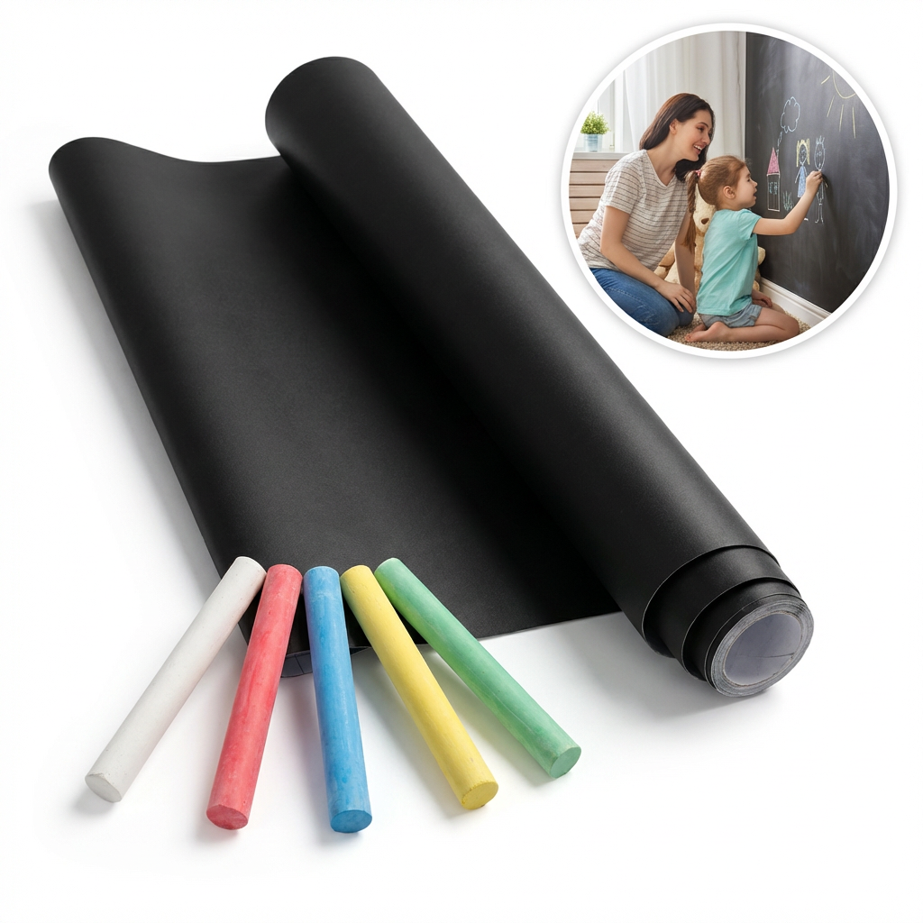 1+1 Tapet Tablă Cretă Autoadezivă 200x45 cm + 5 Crete