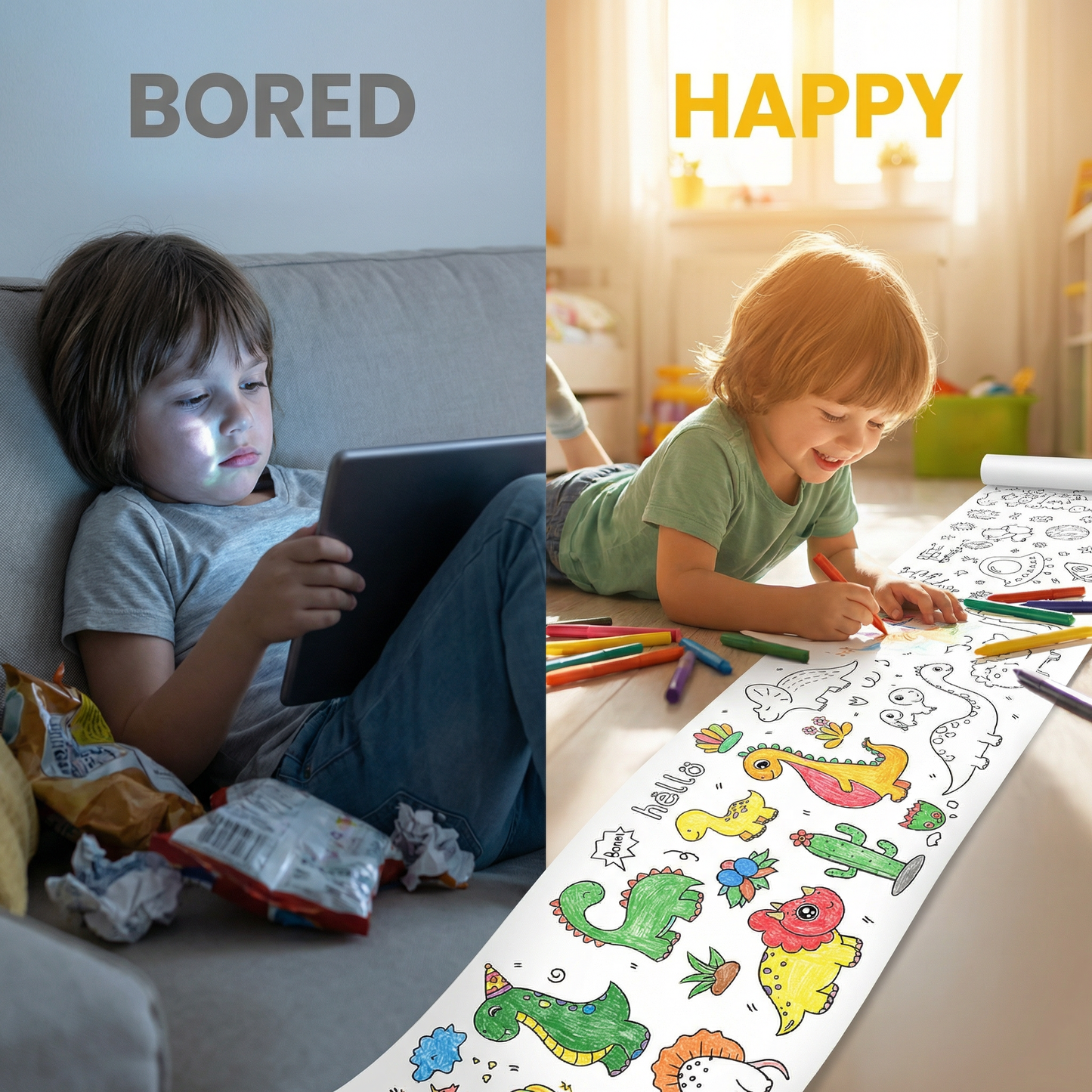 Rola cu Desene de Colorat - Animale