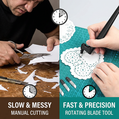 Pachet 1+1 Cutter Precizie cu Lamă Rotativă 360° + Planșă Tăiere A4 – Control Total pentru Proiecte Craft