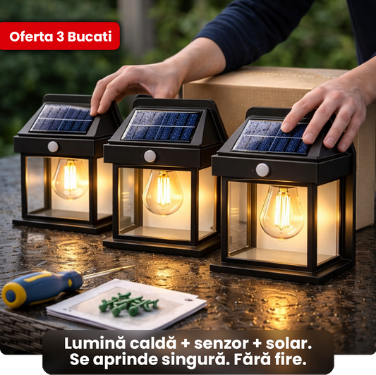 Set 3 x Lampa Solara cu bec