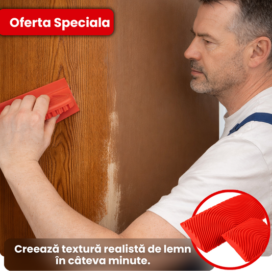 Perie Cauciuc cu Textura de Lemn